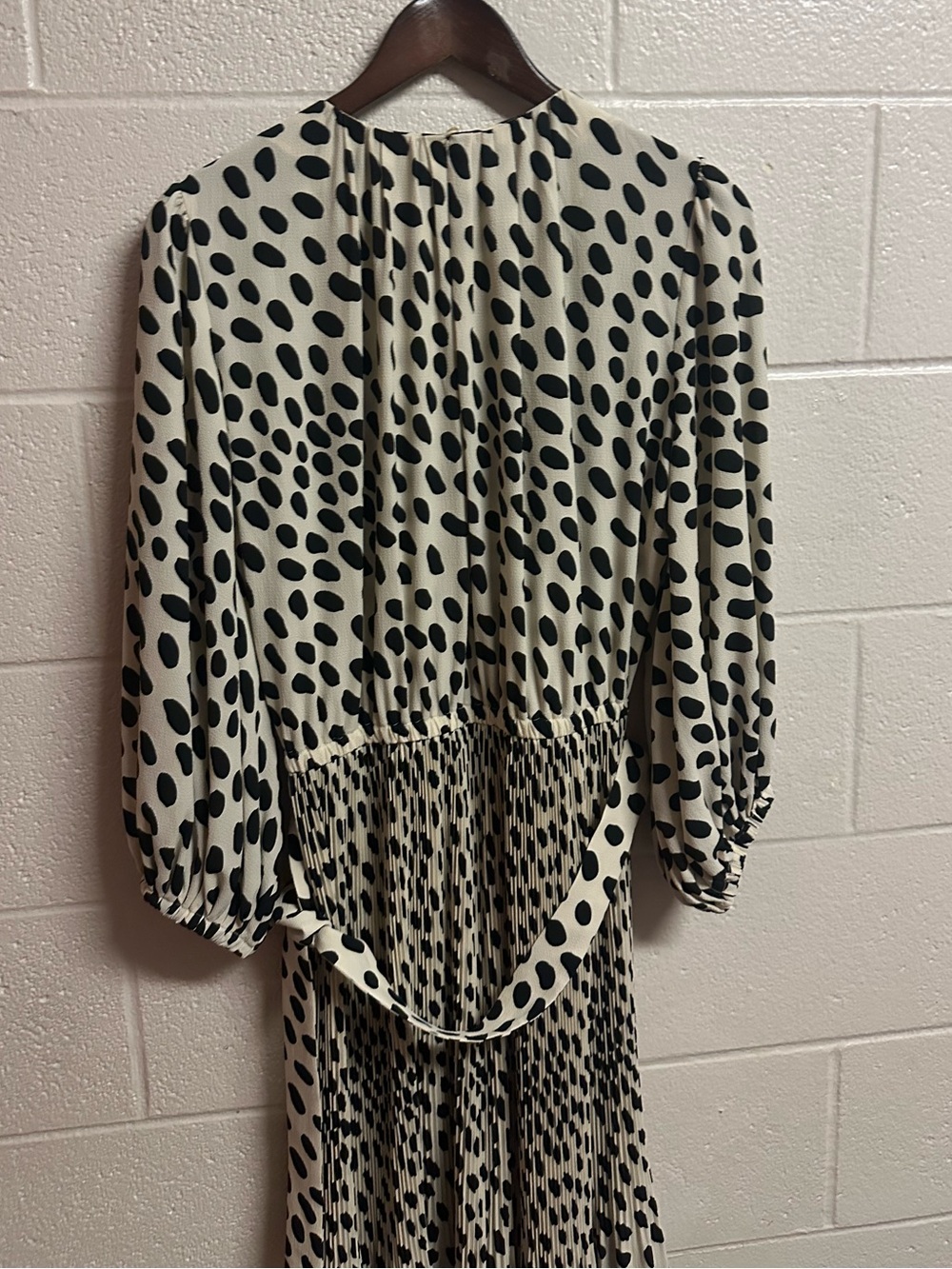 AYR The Who’s She Dress in Hot Dot Size Medium Midi Polka Dot Pleated Tie Waist - Picture 8 of 12